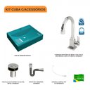 Ver imagem 3 de Kit Cuba Rt49 com Torneira Luxo 1195 Metal e Válvula Click 1 Polegada B e Sifão Cromado e Flexível C