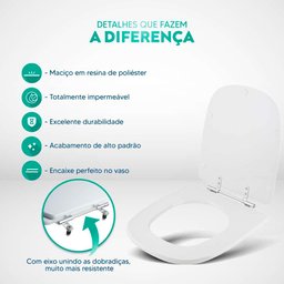 Assento Sanitário Poliester Rodas Branco para Vaso Sensea - 3