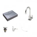 Ver imagem 2 de Kit Cuba Rt49 com Torneira Luxo 1195 Metal e Válvula Click 1 Polegada G e Sifão Pvc e Flexível Compa