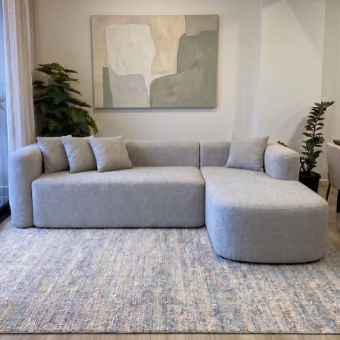 Sofá Orgânico Módulo Curvo Siena 2,6MTS Boucle Cinza Claro - Vimont Moveis