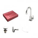 Ver imagem 2 de Kit Cuba Rt49 com Torneira Luxo 1195 Metal e Válvula Click 1 Polegada G e Sifão Cromado e Flexível C