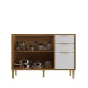 Ver imagem 4 de Balcão de Cozinha 120cm com 2 Portas e 3 Gavetas Domus Espresso Móveis Branco/Nogal
