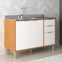 Ver imagem 1 de Balcão de Cozinha 120cm com 2 Portas e 3 Gavetas Domus Espresso Móveis Branco/Nogal