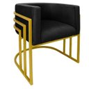 Ver imagem 2 de Kit 02 Cadeiras Poltrona Luxo Base de Metal Tripla Dourado Sala de Jantar Cozinha Recepção Veludo Pr