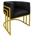 Ver imagem 2 de Kit 02 Cadeiras Poltrona Luxo Base de Metal Tripla Dourado Sala de Jantar Cozinha Recepção Veludo Pr