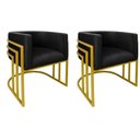 Ver imagem 1 de Kit 02 Cadeiras Poltrona Luxo Base de Metal Tripla Dourado Sala de Jantar Cozinha Recepção Veludo Pr