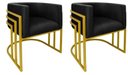 Ver imagem 1 de Kit 02 Cadeiras Poltrona Luxo Base de Metal Tripla Dourado Sala de Jantar Cozinha Recepção Veludo Pr
