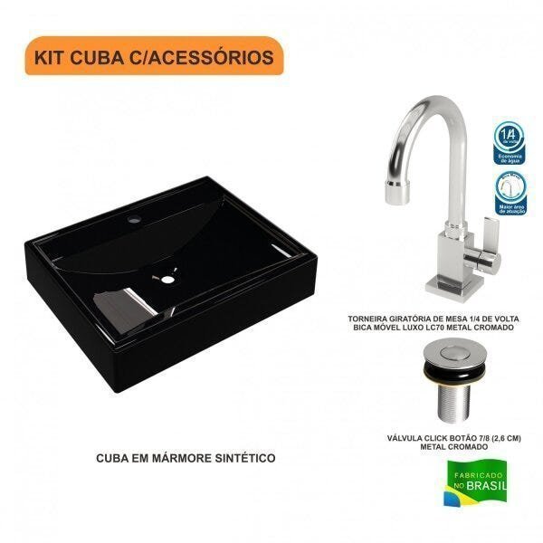 Kit Cuba RT49 com Torneira Luxo 1195 e Válvula Click 1 Polegada B Compace - 3