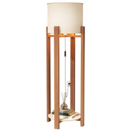 Luminária de Chão Austria com Cúpula em Tecido Pés Demadeira:offwhite - 3