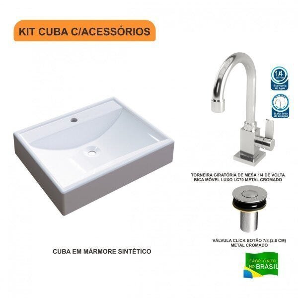 Kit Cuba RT49 com Torneira Luxo 1195 e Válvula Click 1 Polegada B Compace - 3
