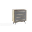 Ver imagem 3 de CÔMODA PARA QUARTO MADEIRA MACIÇA 4 GAVETAS CELESTE NATURAL E CINZA CONCRETO 90X40X98CM