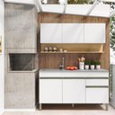 Ver imagem 1 de Kit Cozinha Line 02 Peças Balcão sem Tampo 150 Cm Cinza Gris - Branco Supremo