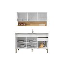 Ver imagem 3 de Kit Cozinha Line 02 Peças Balcão sem Tampo 150 Cm Cinza Gris - Branco Supremo