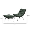 Ver imagem 2 de Poltrona Costela com Puff Adão Base Metal Preto - Veludo Verde