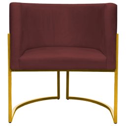 Poltrona Decorativa Para Sala Recepção Escritório Luna Suede Base de Ferro Dourada - 3