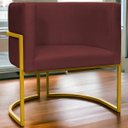 Ver imagem 2 de Poltrona Decorativa Para Sala Recepção Escritório Luna Suede Base de Ferro Dourada