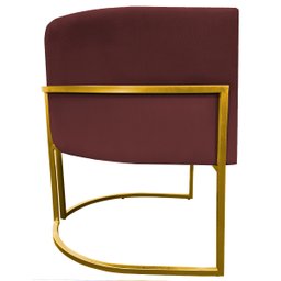 Poltrona Decorativa Para Sala Recepção Escritório Luna Suede Base de Ferro Dourada - 4