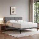 Ver imagem 1 de Base Box Cama Japonesa Toquio Queen com Cabeceira Almofada Linho Cinza