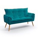 Ver imagem 2 de Kit 2 Poltronas Namoradeira Opala Suede Azul Turquesa Aradecor