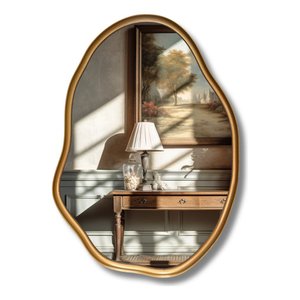 Espelho Orgânico Grande com Moldura Metal Decorativo 70x50cm Luxo