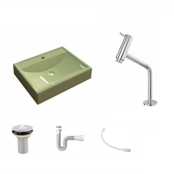 Kit Cuba RT49 com Torneira Pratika 1060 Metal e Válvula 1 Polegada e Sifão Pvc e Flexível Compace - 2