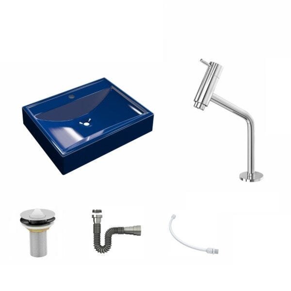 Kit Cuba RT49 com Torneira Pratika 1060 Metal e Válvula 1 Polegada e Sifão Cromado e Flexível Compac - 2