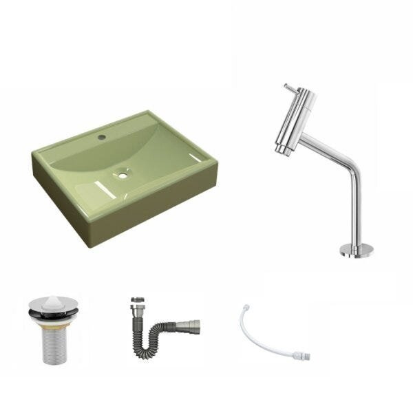 Kit Cuba RT49 com Torneira Pratika 1060 Metal e Válvula 1 Polegada e Sifão Cromado e Flexível Compac - 2