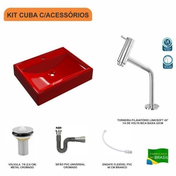 Kit Cuba RT49 com Torneira Pratika 1060 Metal e Válvula 1 Polegada e Sifão Cromado e Flexível Compac - 3