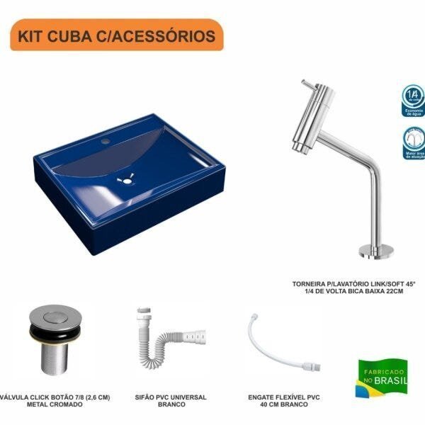 Kit Cuba RT49 com Torneira Pratika 1060 Metal e Válvula Click 1 Polegada B e Sifão Pvc e Flexível Co - 3