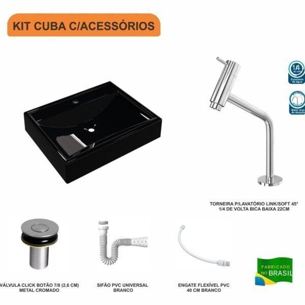 Kit Cuba RT49 com Torneira Pratika 1060 Metal e Válvula Click 1 Polegada B e Sifão Pvc e Flexível Co - 3