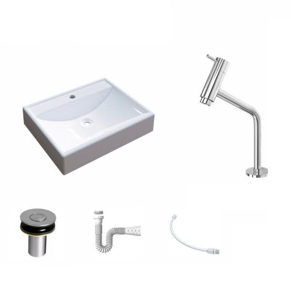 Kit Cuba RT49 com Torneira Pratika 1060 Metal e Válvula Click 1 Polegada B e Sifão Pvc e Flexível Co - 2