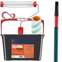 Ver imagem 6 de Bandeja Caçamba Pintura 10l com Alça + Suporte Garfo + Rolo de Pintura 23cm 8mm + Cabo Extensor 2m