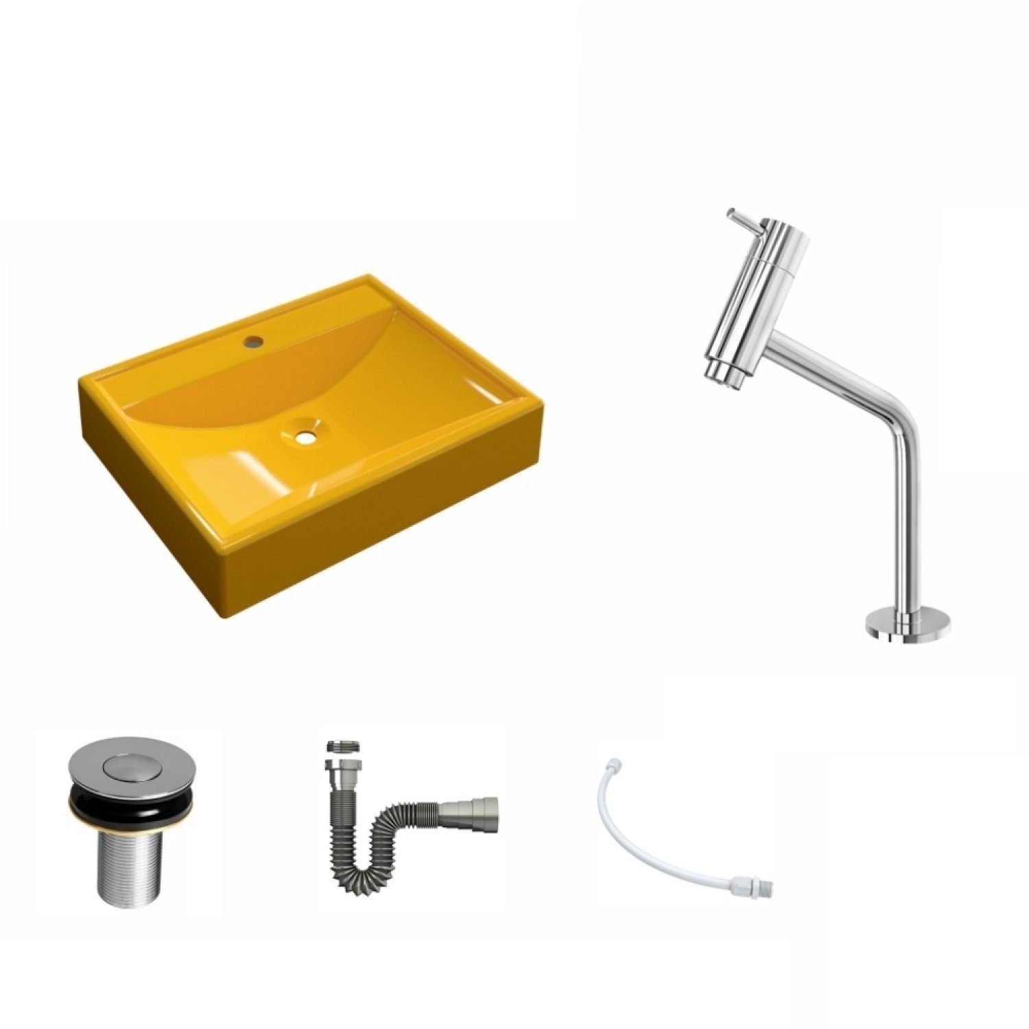 Kit Cuba Rt49 com Torneira Pratika 1060 Metal e Válvula Click 1 Polegada B e Sifão Cromado e Flexíve - 2