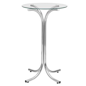 Mesa Bistrô Redonda Cromada e Tampo de Vidro - Criativa 450a-x