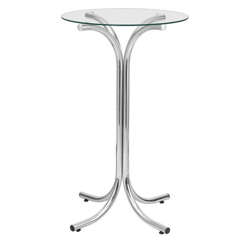 Mesa Bistrô Redonda Cromada e Tampo de Vidro - Criativa 450a-x