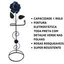 Ver imagem 4 de Suporte Porta Papel Higiênico 1 Rolo em Ferro de Chão Artesanal com Rosas:azul