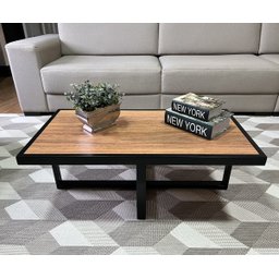 Mesa de Centro Retangular Paris Industrial Preto com Mdf - 3
