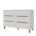 Ver imagem 2 de Cômoda para Quarto Casal 136cm C/ Pés 6 Gavetas 100% Mdf Cor:branco com Olmo