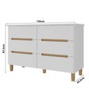 Ver imagem 3 de Cômoda para Quarto Casal 136cm C/ Pés 6 Gavetas 100% Mdf Cor:branco com Olmo