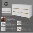 Ver imagem 4 de Cômoda para Quarto Casal 136cm C/ Pés 6 Gavetas 100% Mdf Cor:branco com Olmo