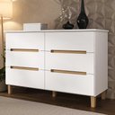 Ver imagem 1 de Cômoda para Quarto Casal 136cm C/ Pés 6 Gavetas 100% Mdf Cor:branco com Olmo
