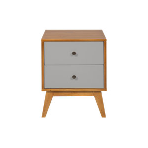 Mesa de Cabeceira Retrô 2 Gavetas - Cinza