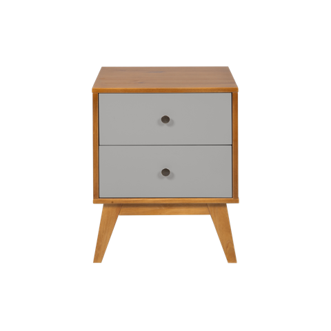 Mesa de Cabeceira Retrô 2 Gavetas - Cinza