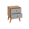 Mesa de Cabeceira Retrô 2 Gavetas - Cinza - 3