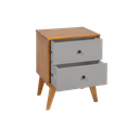 Ver imagem 3 de Mesa de Cabeceira Retrô 2 Gavetas - Cinza