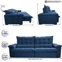 Ver imagem 2 de Sofá Retrátil e Reclinável 2,55m Cama inBox Big Fresh com SoftGel D40 Velupluma Azul
