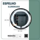 Ver imagem 7 de Espelho Redondo Decorativo 40cm Iluminado 3 Leds Touch Screen Moldura em Aluminio - Preto