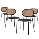 Ver imagem 1 de Kit 4 Cadeiras Jantar Velvet Encosto Rattan Estofado Preta