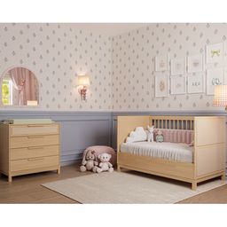 Berço de Bebê 2 em 1 e Cômoda Infantil 4 Gavetas com Palinha Linha Indy - 7