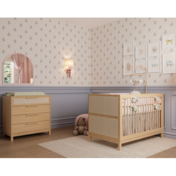 Berço de Bebê 2 em 1 e Cômoda Infantil 4 Gavetas com Palinha Linha Indy - 2